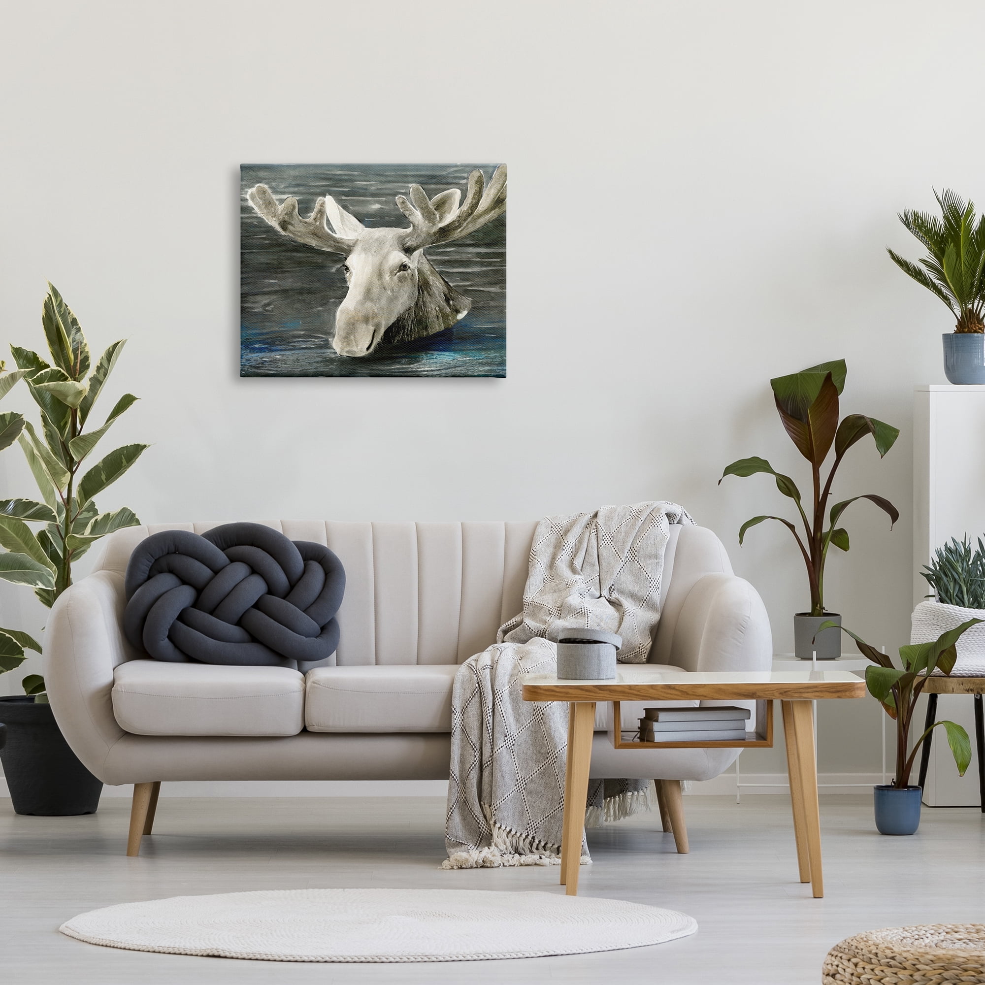 Stupell Industries Swimming Moose Rustic Forest Animal Portrait Lake Water, 30 x 24, Design by Stellar Design Studio