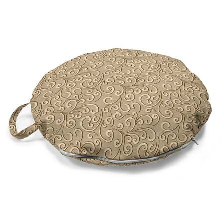 

Beige Round Floor Cushion with Handle Baroque Floral Swirls Damask Pattern Classic Victorian Style in Retro Antique Background Pillow for Living Room & Dorms 18 Round Beige by Ambesonne