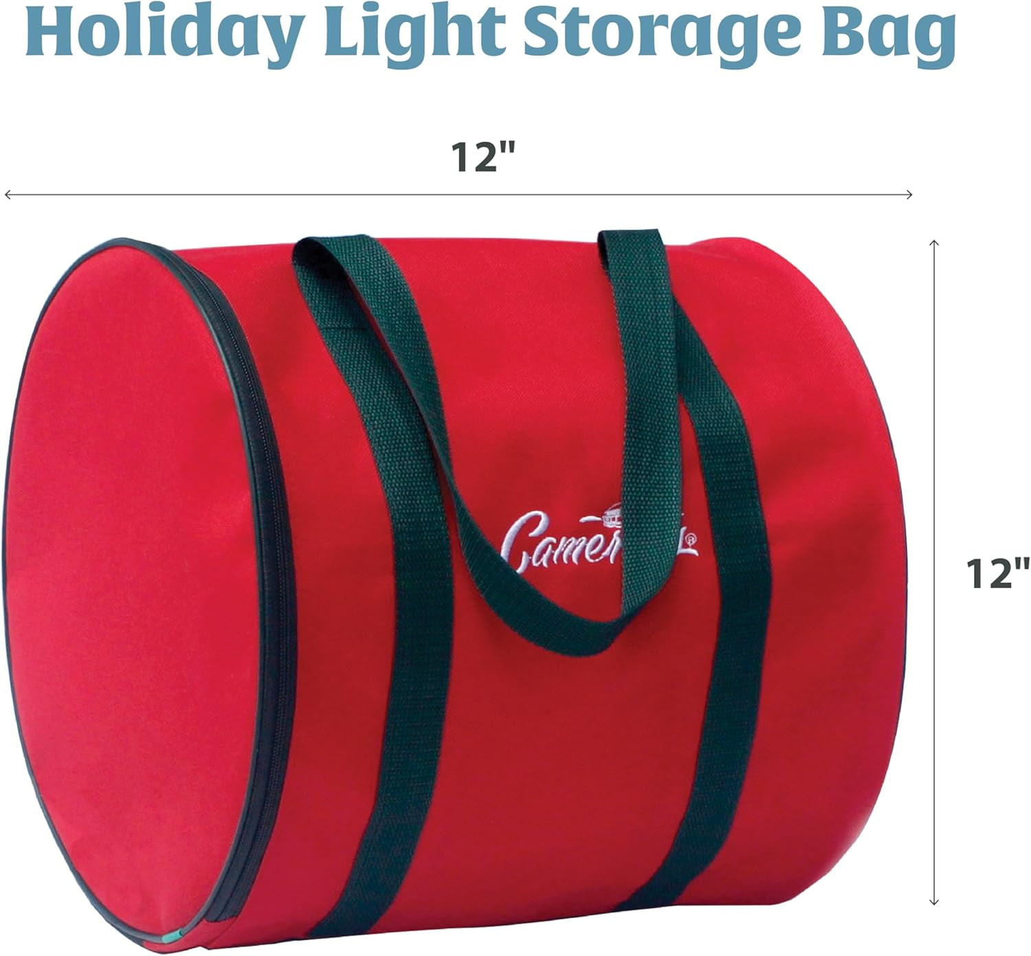 Camerons Christmas Light Storage Reel 3 Pack w Zippered Carrying Bag Case- 12" XL Heavy Duty Metal Construction for Tree Lights, Wind up Extension Cords, Garland- Holiday Decoration Organizer