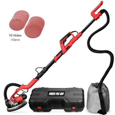

POWER PRO 1850 Electric Drywall Sander - Variable Speed 1000-1850rpm 750 Watts with Automatic Vacuum System LED Light and Hard Tool Case
