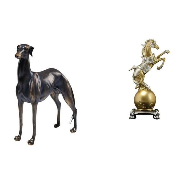 Estatua de perro de resina,Estatua de perro galgo de resina con forma de animal,Figura de escritorio,Estante de estatua de caballo para escritorio,oficina,decoración del hogar,Figura