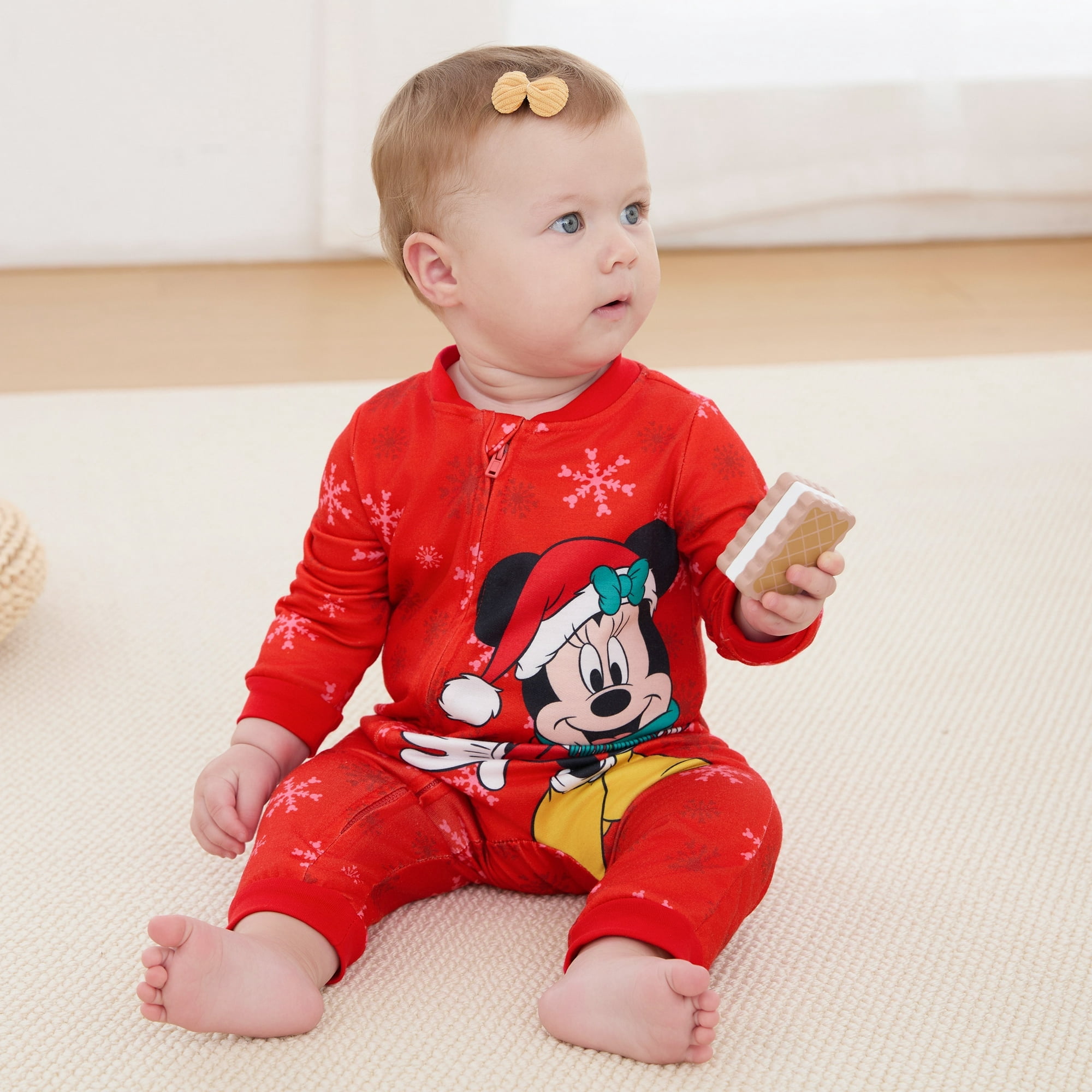 Disney Mickey and Friends Baby Jumpsuit Zip Up Design Christmas Character Prints Sizes 0-24 Months