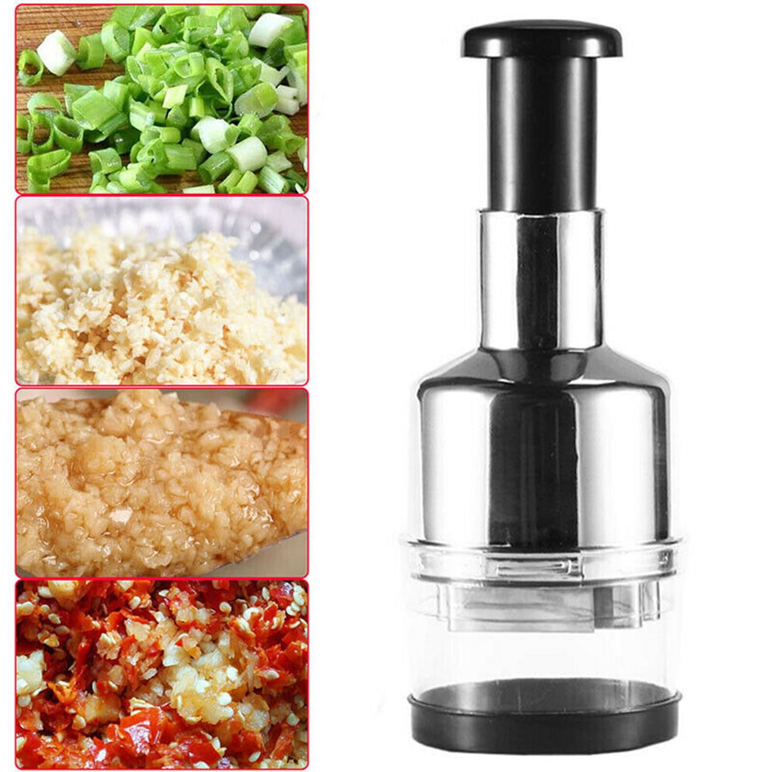  LHS Manual Food Chopper, Easy to Clean Onion Chopper Dicer,  Stainless Steel Hand Chopper for Vegetables, Garlic, Nuts, Salsa Maker -  Dishwasher Safe : Movies & TV