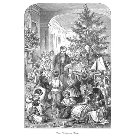 Christmas, C1870. /Npassing Out Christmas Presents Around The Tree. American Engraving, C1870. Poster Print by (18 x 24)