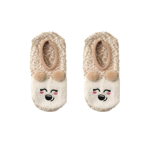 AUQ 2 Pairs Socks,Nylon Slipper Socks for Women,Cute Animal Design Fuzzy Socks,Sizes 4-10