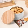 thumbnail image 6 of Usloyux Under $5 Metal Cookie Container,Round Cookie Tins with Wood Lids, 5.39x5.39x3.28 Inch Empty Biscuit Tin Tinplate Tea Canister Trinket Box Foods Storage,Container Tin for Candy Cookies, 6 of 6