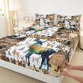 thumbnail image 4 of Castle Fairy Jungle Deer Queen Sheets 4 Pieces,Watercolor Leopard Print Boho Aztec Queen Sheet Sets,Sepia Orange Cream,1 Fitted Sheet, 1 Flat Sheet and 2 Pillowcases, 4 of 6
