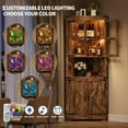 thumbnail image 4 of Farmhouse Corner Cabinet with Lights, Tall Corner Storage Cabinet with Glass Door & Adjustable Shelves, for Living Room, Kitchen, Bathroom, 4 of 7