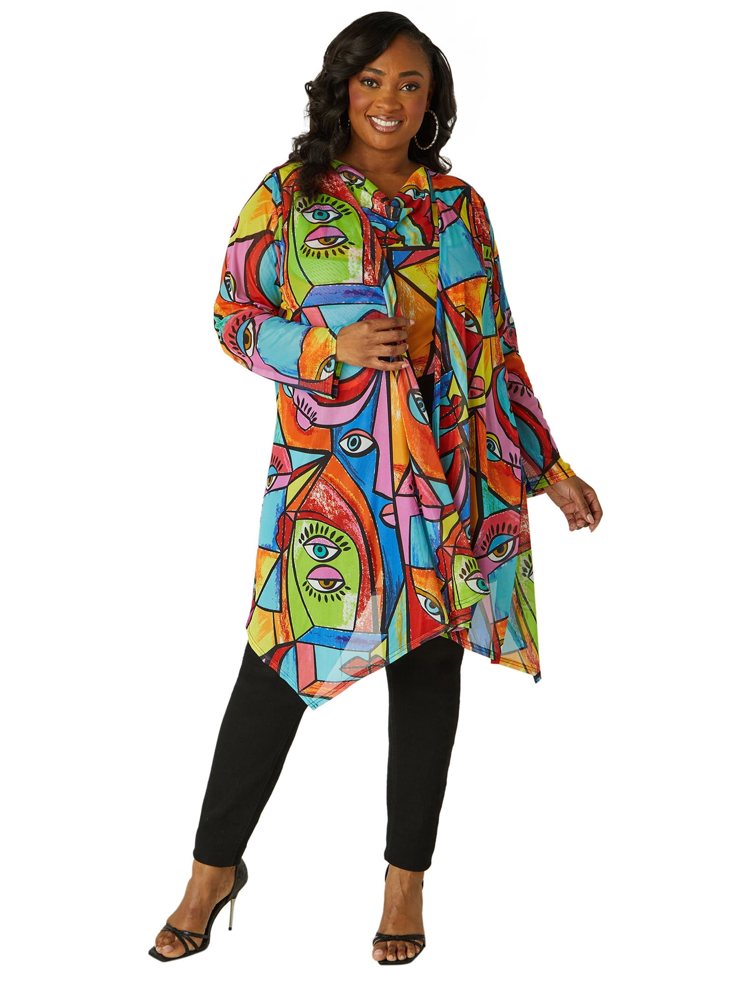Ashley Stewart Women's Plus Printed Collared Shrug, Sizes 10/12-26/28