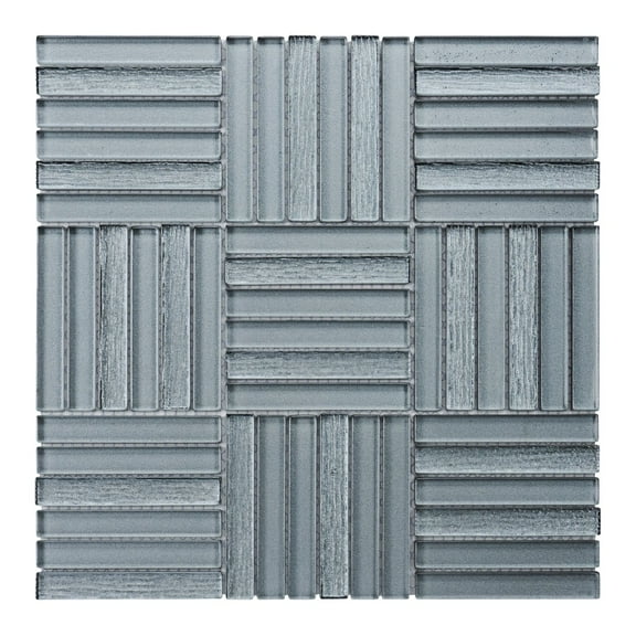 Modket TDH375MG Gray Cold Spray Crystal Glass Gray Parquet Mosaic Tile Kitchen Wall Backsplash