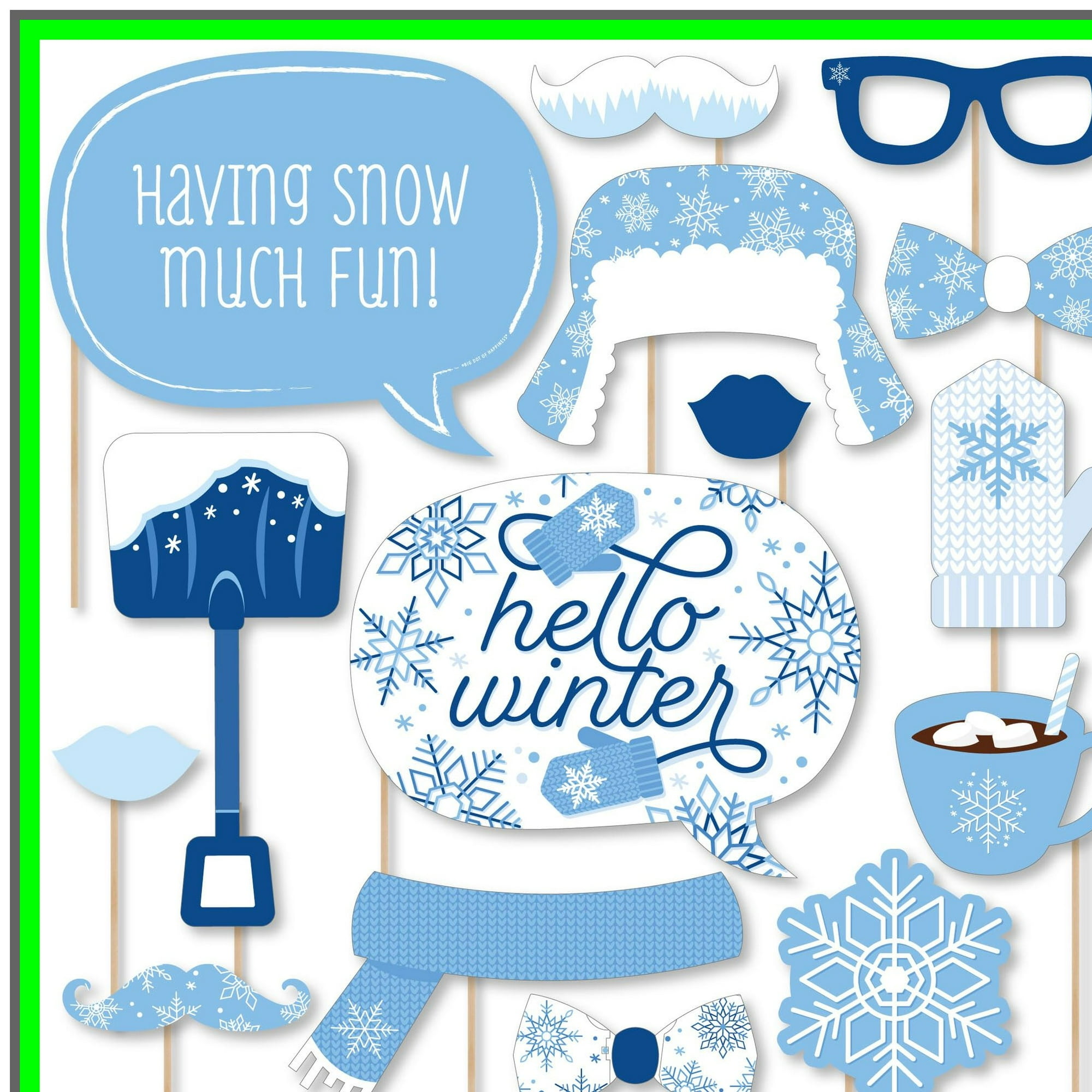charming winter wonderland photo booth props set - 20 count of