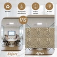 thumbnail image 5 of Traditional Morocco Window Privacy Film, Vintage Abstract Geometric Art Brown Static Cling UV Sun Blocking Heat Control Window Tint Day and Night, Non-Adhesive One Way Privacy Cover 17.7''x39.3'', 5 of 7