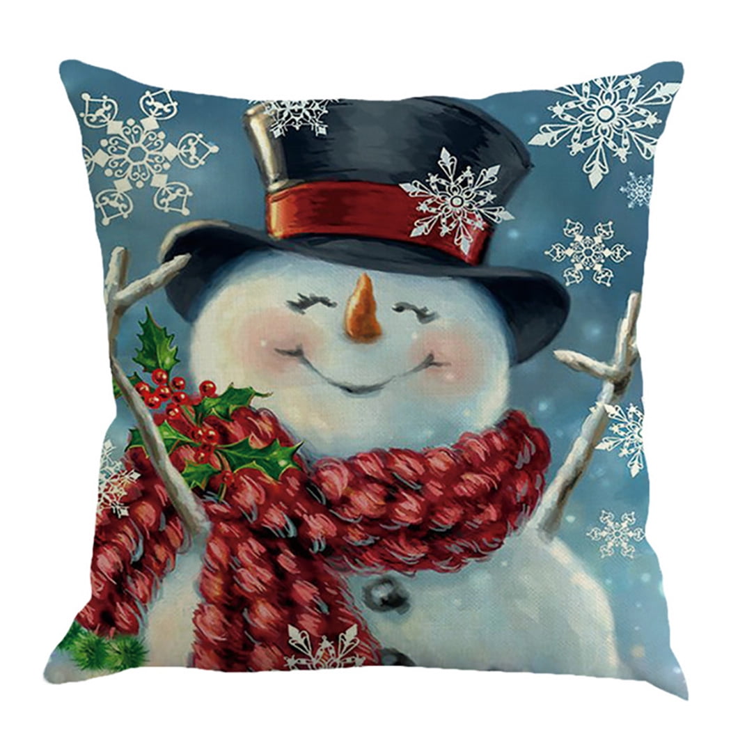 Christmas Decorative Pillow Case Cute Snowman Throw Pillow Cover Throw Pillow Covers Christmas