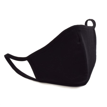 Black Face Cover Washable Reusable Unisex Double Layer Fabric Anti-Dust Mouth Cover Cotton Protective Face Cover, Black