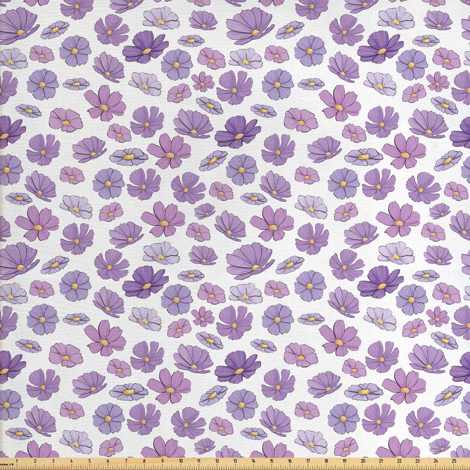 Floral Sofa Upholstery Fabric by the Yard, Feminine Cartoonish Pattern