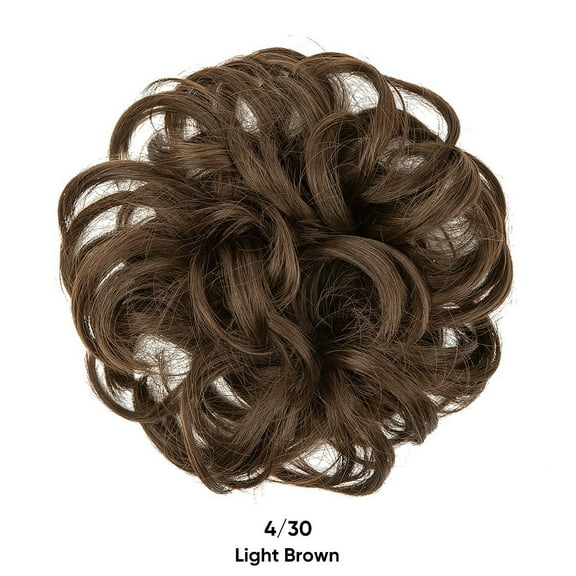 Nvzi-a Messy Bun Hair Piece Wavy Curly for Women Hair Bun Hair Piece with Elastic Band Scrunchies Stretchy Fluffy Chignon Ponytail Hairpieces Updos for Women,Light Brown