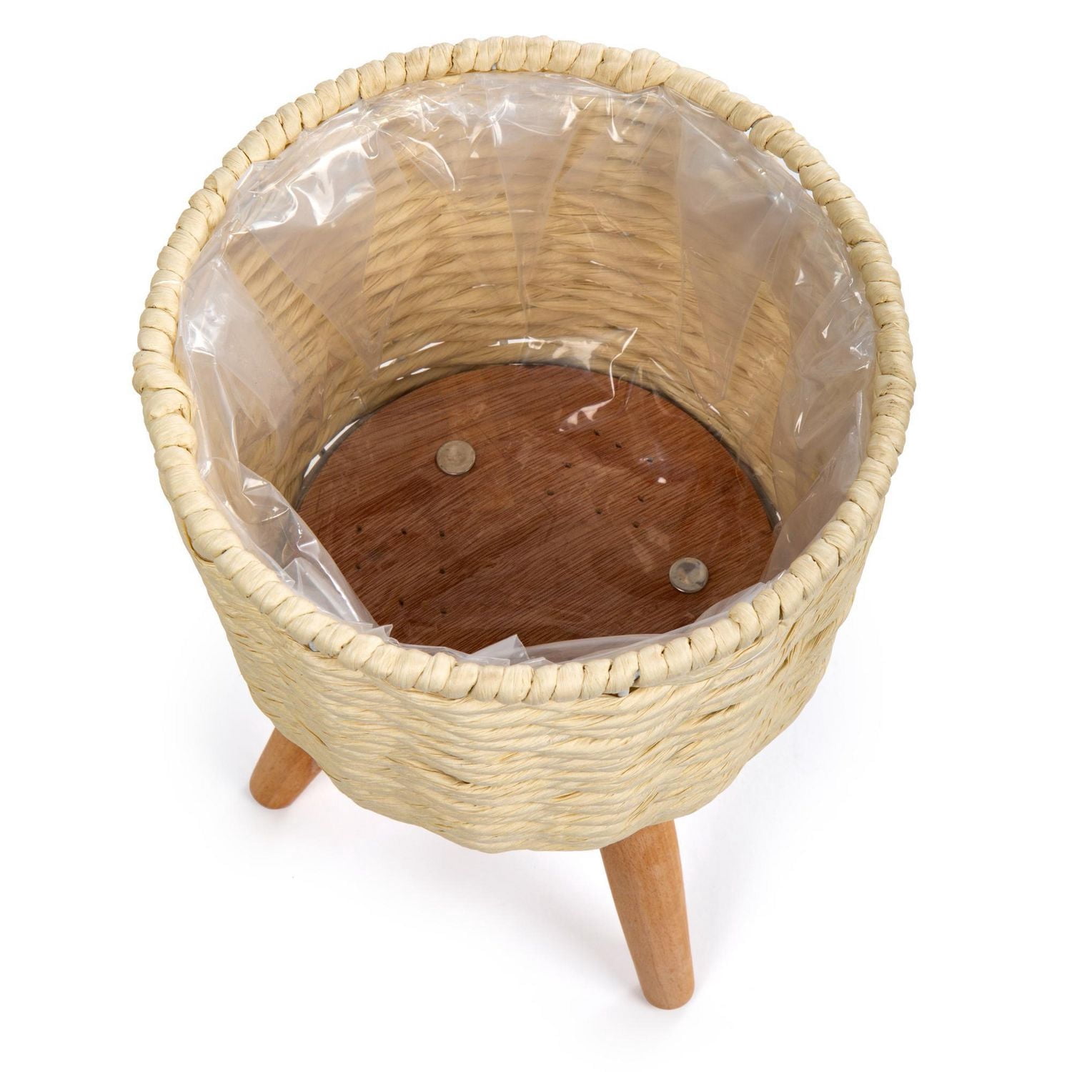 Truu Design Ensemble de jardinière décorative en papier tissé avec pieds en bois