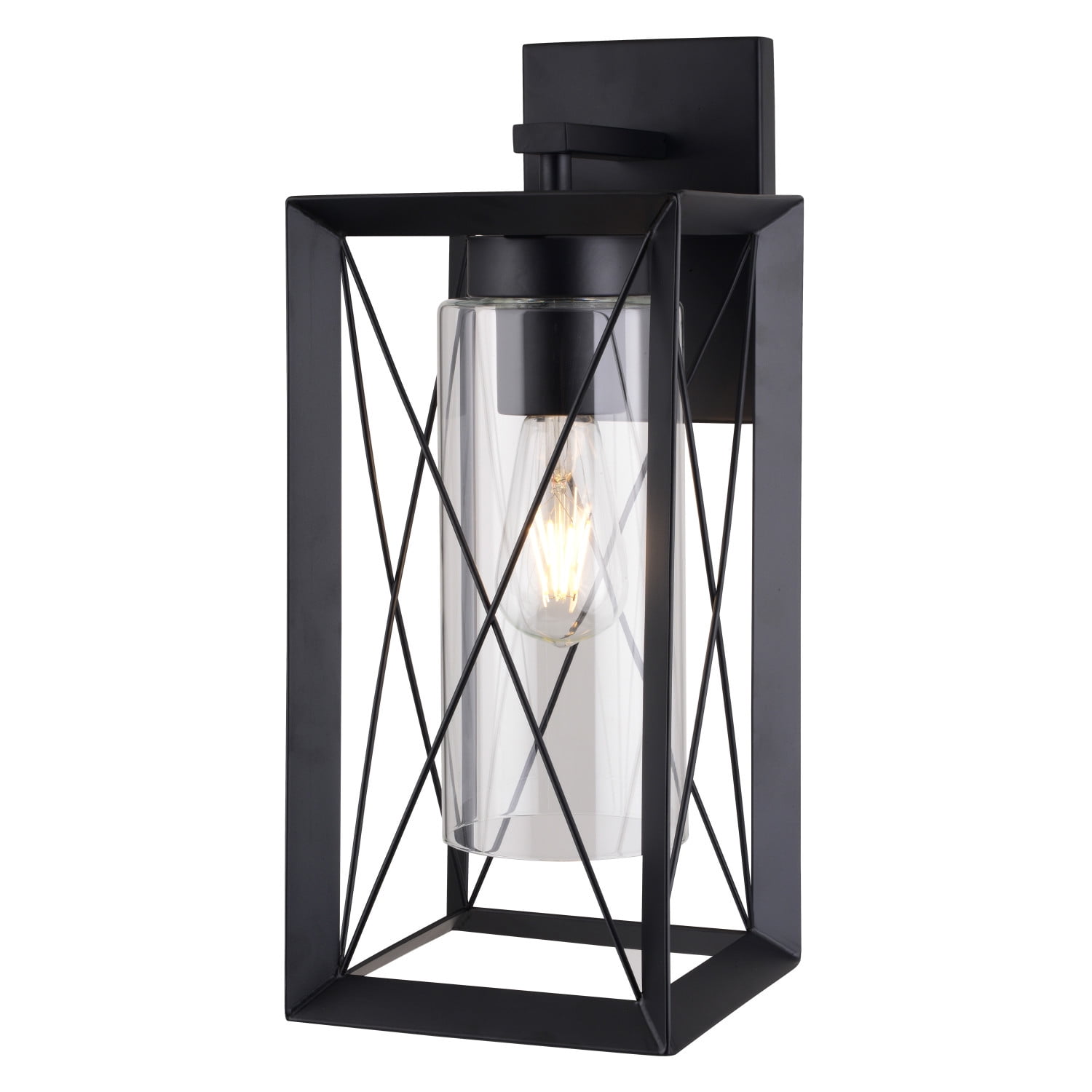Milton 1 Light Matte Black Transitional Outdoor Wall Lantern Clear Glass