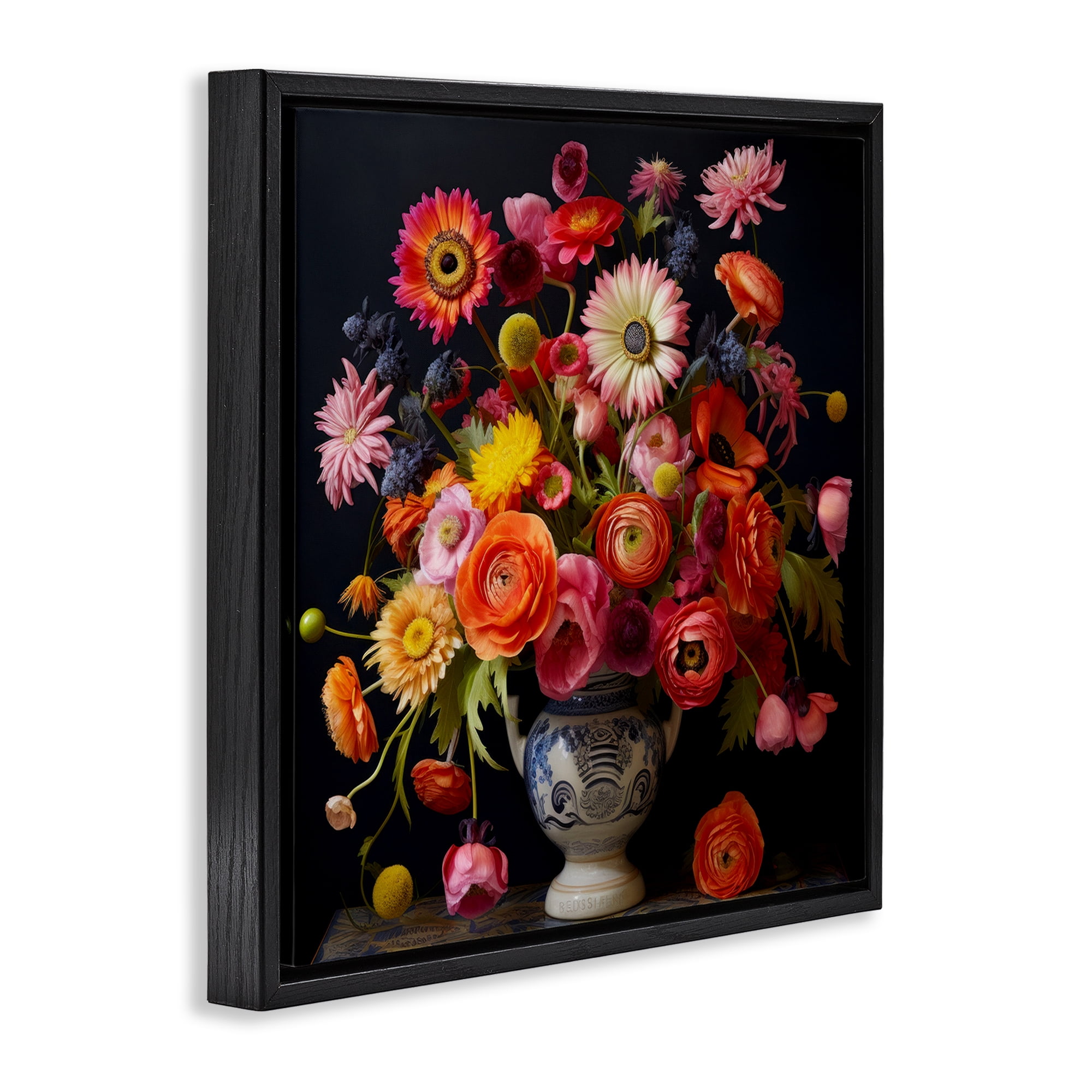 Stupell Industries Harmonious Spring Bouquet Black Framed Floater Canvas Wall Art, design by Lazar Studio