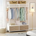 thumbnail image 3 of Tribesigns Freestanding Closet Organizer for Hanging Clothes, Heavy Duty Garment Rack with 4 Drawers, 8 Hooks and Storage Shelves, Wardrobe Closet Clothing Rack for Bedroom, Living Room, 3 of 7