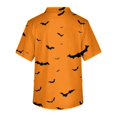 thumbnail image 4 of Men's Halloween Scrub Tops V-Neck Short Sleeve Bat Bone Star Eye Print Medical Workwear with Chest Pocket and Front Pockets Comfortable Pullover Uniform Orange M, 4 of 4