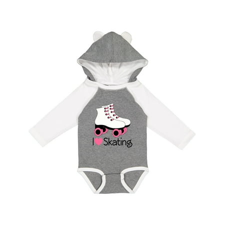 

Inktastic Girls I Heart Skating Gift Baby Girl Long Sleeve Bodysuit