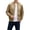 Khaki, variant on Men's Stand Collar Jacket, Solid Color Long Sleeve With Pockets & Zipper, Elastic Cuffs Casual Outdoor Coat Navy XL