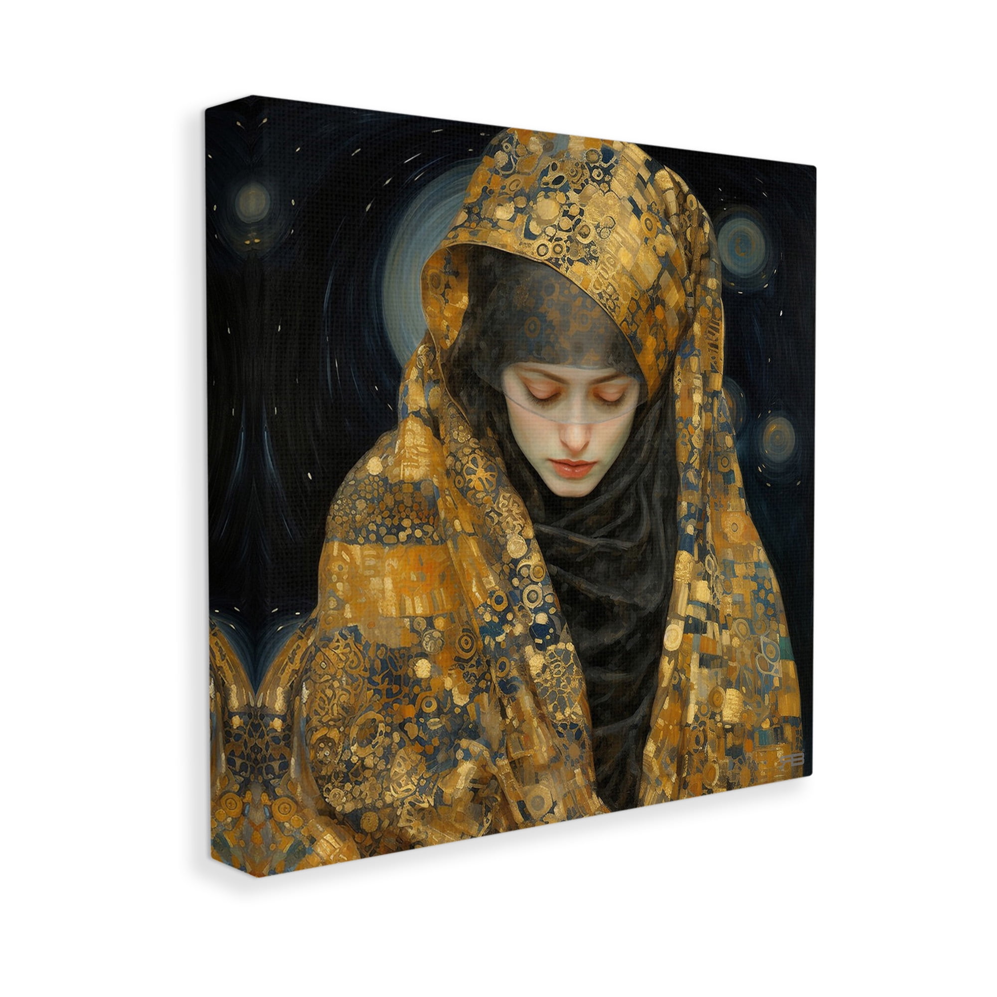 Stupell Industries Astral Geometric Portrait Abstract Painting Gallery Wrapped Canvas Art Print Wall Art, 24 x 24