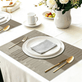 thumbnail image 4 of Furkithn Placemats Set of 4, PVC Waterproof Washable Table Mats 12 x 18 Inch, Heat Resistant Woven Placemats for Dining Room Kitchen Table, Light Gold, 4 of 7
