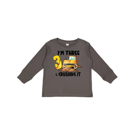 

Inktastic I m 3 and Crushing It Construction 3rd Birthday Gift Toddler Boy or Toddler Girl Long Sleeve T-Shirt