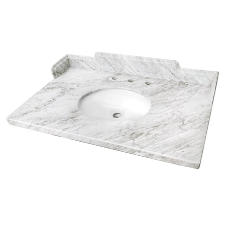 Kingston Brass KMS3622M38 Pemberton 36-Inch Carrara Marble Vanity Sink Top (8" Faucet Drillings) in Carrara White