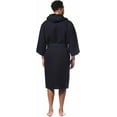 thumbnail image 2 of Waffle Hooded Long Robe Square Pattern Black, 2 of 6