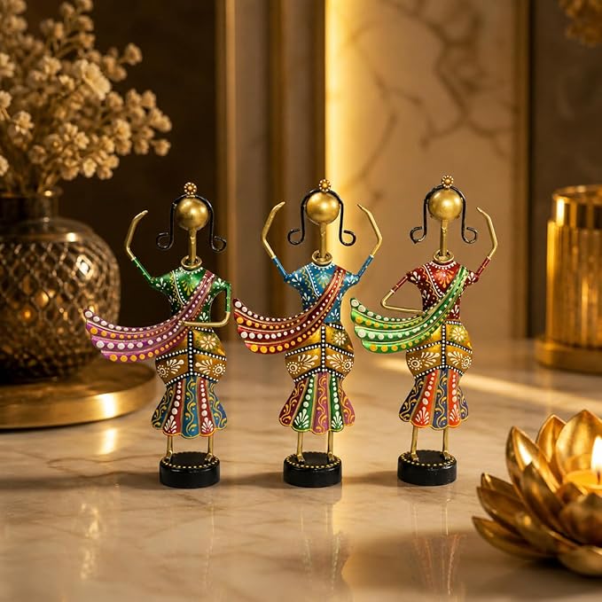 Home Decoration Items for Living Room, Rajasthani Dancing Lady Showpiece, Aesthetic Home Decor for Living Room Tabletop Wedding Anniversary Home House Warming Gifts Bew Home
