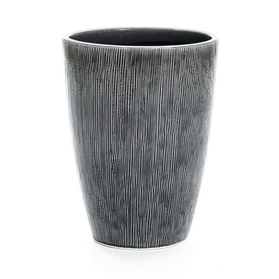 LuxenHome Sea Gray Ripples 17-Inch Tall Ceramic Planter