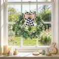 thumbnail image 4 of Artificial Eucalyptus Wreath with Plaid Bow, Spring Summer Green Leaf Wreath for Front Door Porch Farmhouse Decor, Festival Celebration Decor (13.8in), 4 of 6