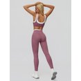 thumbnail image 2 of IBTOM CASTLE Womens Two Piece Workout Sets Double Layer Sports Bra Matching Tummy Control High Wait Leggings Active Gym Outfit Purple, 2 of 7