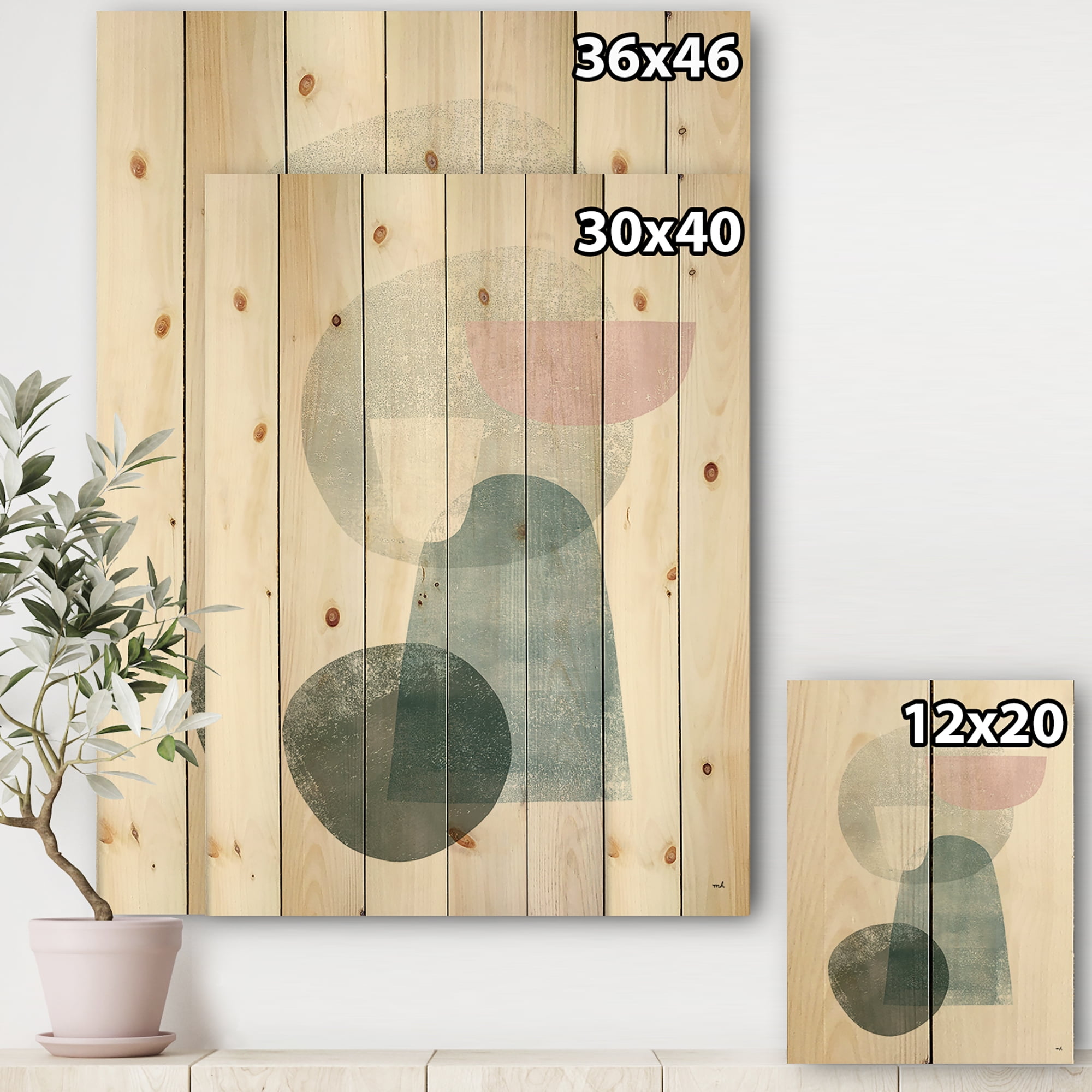 Designart 'Distressed Dream III' Modern & Transitional Print on Natural Pine Wood