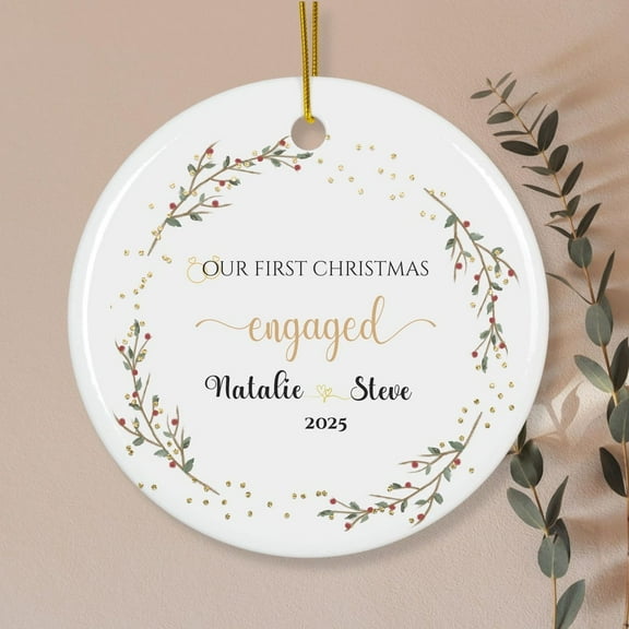 Engaged Ornament 2025, Personalized Engagement Ornament, Custom Couple Christmas Gift, Holiday Keepsake