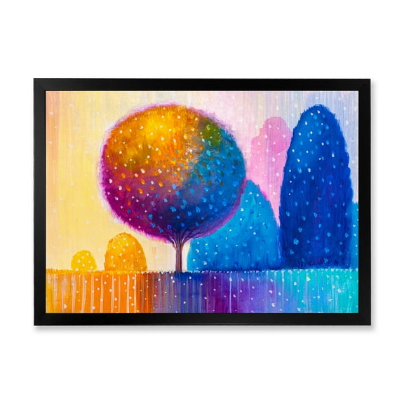 Designart 'Ornamental Colourful Trees X' Modern Framed Art Print