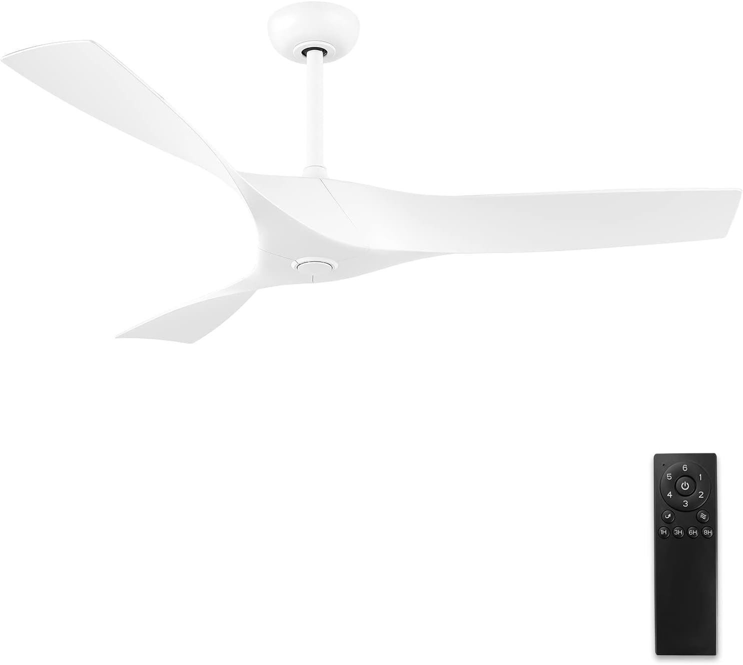 52" Ceiling Fan No Lights with Remote Walnut Ceiling Fans with 3 ABS