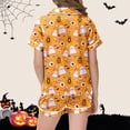 thumbnail image 4 of Weebloom Halloween Summer Pajamas For Girls Cute Ghost Outfits 2 Piece Set Short Sleeve Button Down Shirt Shorts Casual Clothes Tween Sleepwear Nightwear Pjs Loungewear 12-13 Years, 4 of 5