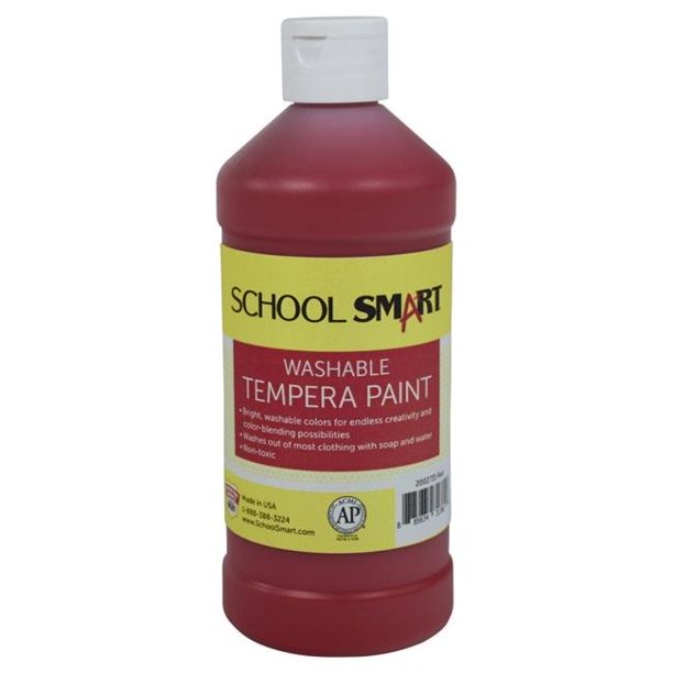 School Smart 2002735 1 Pint Washable Tempera Paint, Red