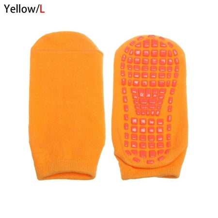 

Trampoline Warm Cotton Breathable Floor Socks Glue Point Early Education Socks Anti-slip Rubber YELLOW L