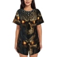thumbnail image 1 of Balery Metal Evil Skull Conjunto de Pijama para Mujer con Estampado, Dos Piezas de Manga Corta y Shorts, Ropa de Dormir Suave con Cuello Redondo y Bolsillos-XX-Large, 1 of 6