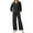 01-Black, variant on Lounge Sets for Women Casual Long Sleeve Button Down Shirt and Drawstring Wide Leg Pants Two Piece Outfits with Pockets Pjs