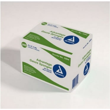 Dynarex Gauze Sponge Gauze 8-Ply 4 X 4 Inch Square , 3264 - Pack of 200