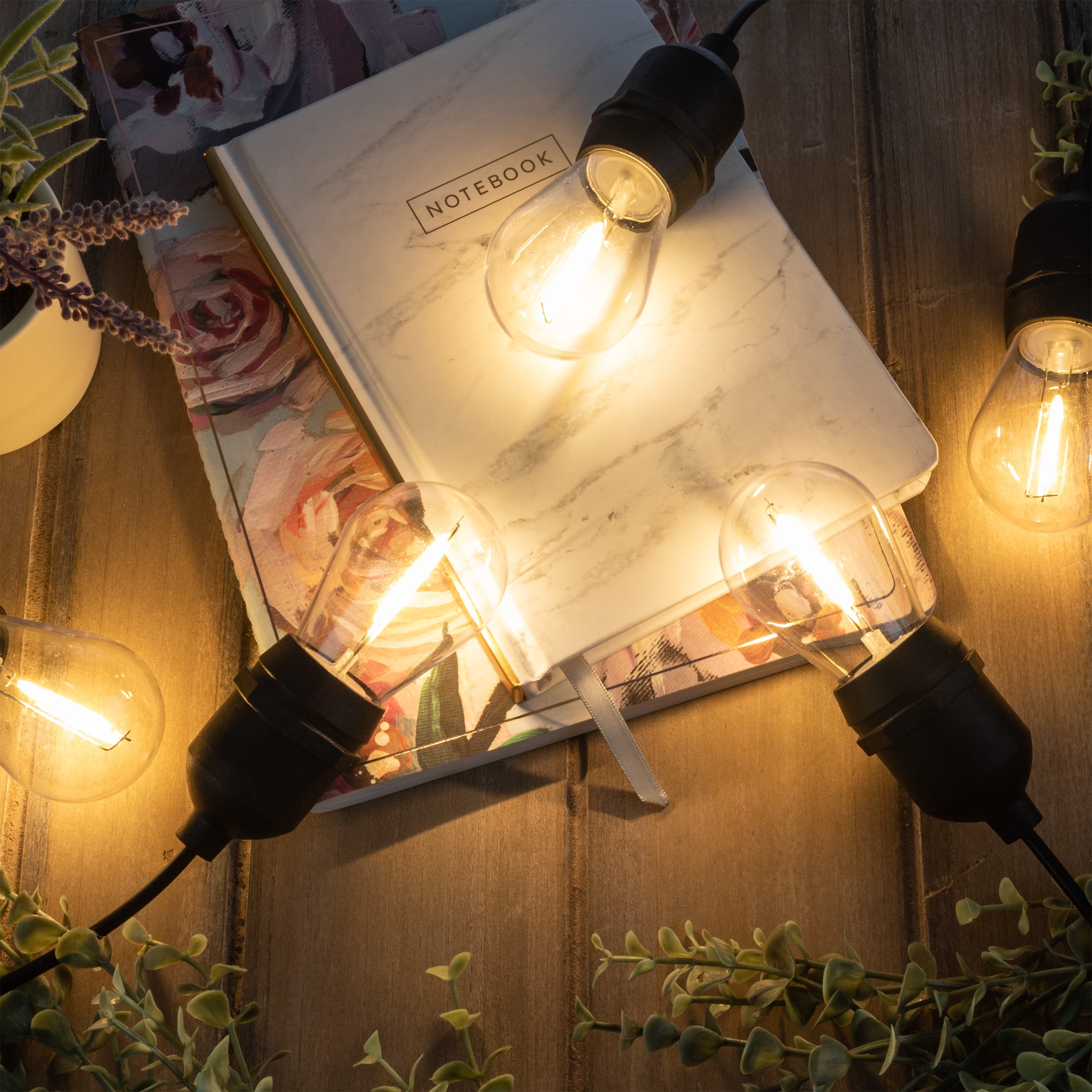 Pure Garden 40FT Outdoor String Lights with Vintage-Style LED Edison Bulbs