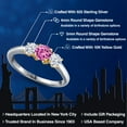 thumbnail image 2 of Gem Stone King 925 Silver and 10K Yellow Gold Pink Created Sapphire and White Zirconia Engagement Ring for Women | 1.05 Cttw | Round 5MM | Gemstone September Birthstone | Size 7, 2 of 6