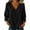 #02 Black, variant on Women's Deep V-Neck 3/4 Sleeve Blouse, Loose Fit Casual Top, Solid Relaxed Shirt for Vacation Work Leisure, Army Green L
