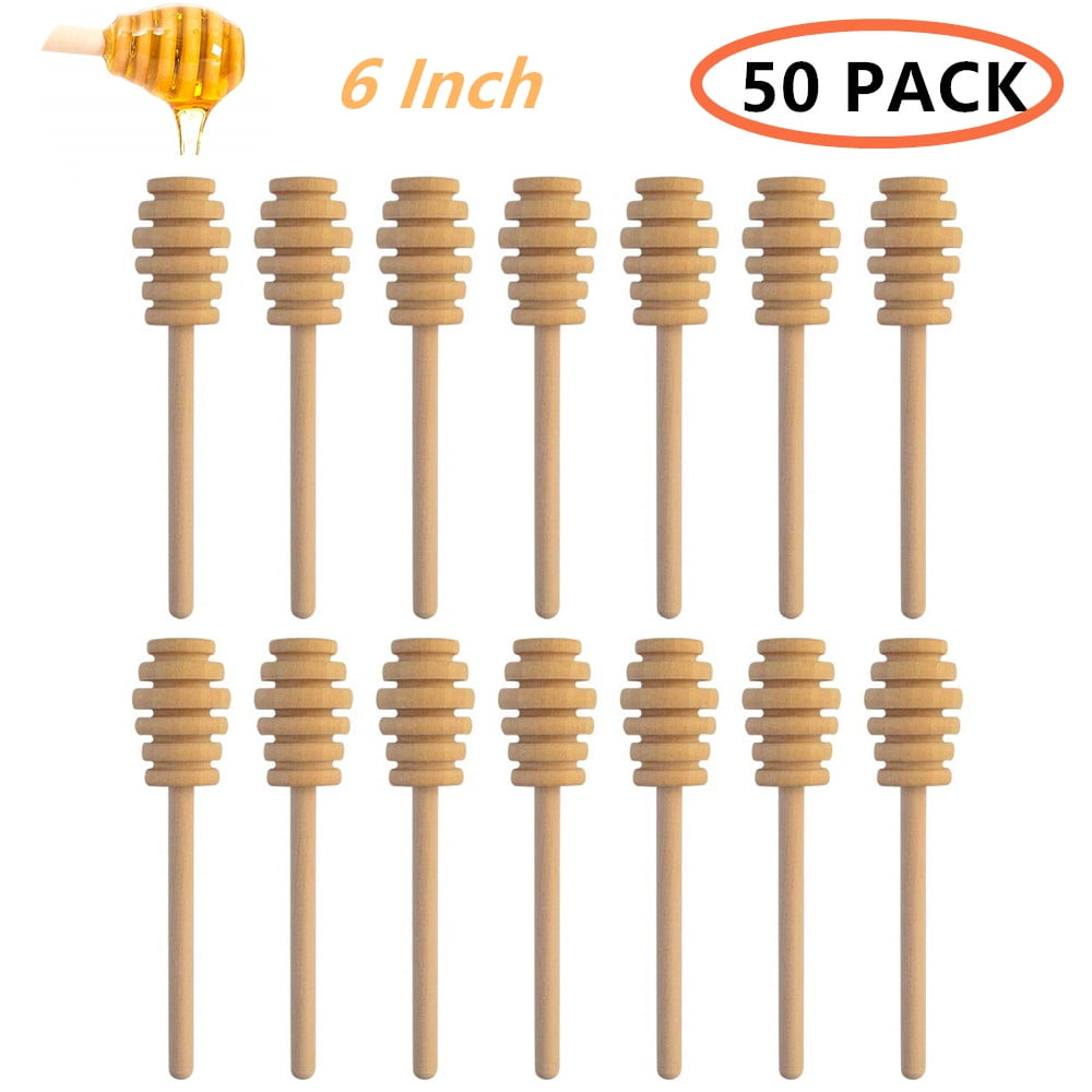 50 Piece Honey Dipper Sticks, 6Inch Wood Honey Sticks with Deep Groove